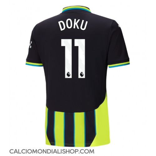 Maglie da calcio Manchester City Jeremy Doku #11 Seconda Maglia 2024-25 Manica Corta